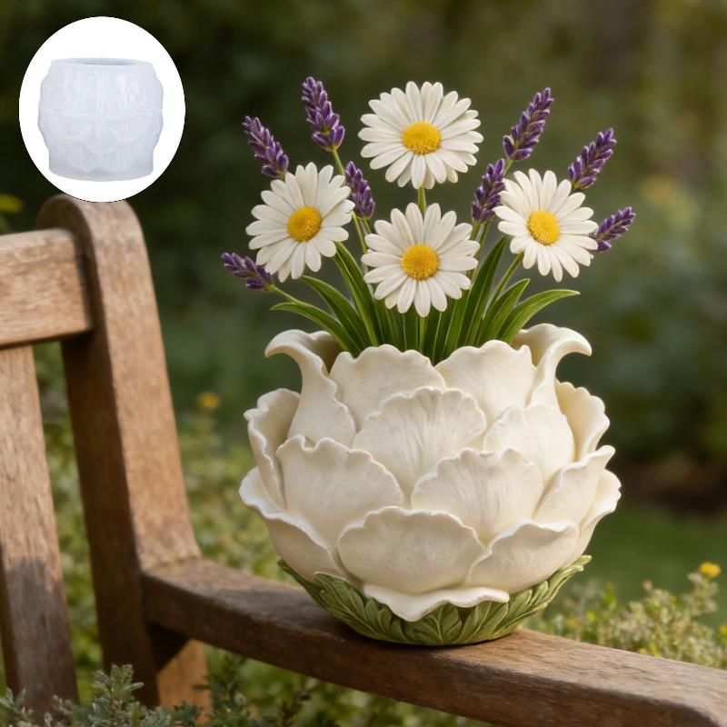 Potsticker Mold - 3D Handgefertigte Pfingstrosen-Blumentopf-Silikonform für DIY Luxuriösen