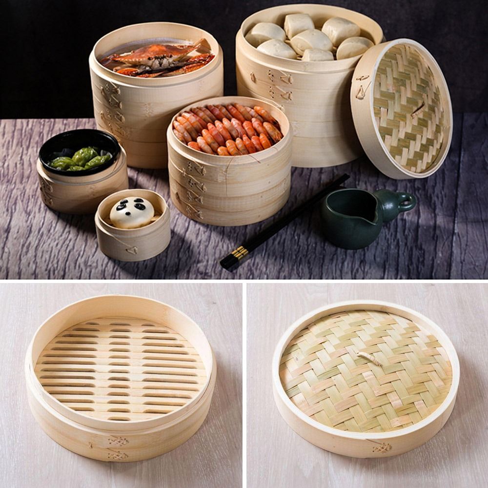Bao Steamer Bamboo - Chinesischer Dampfgarer, Bambus-Dampfgarer, Dimsum, Kochen zum