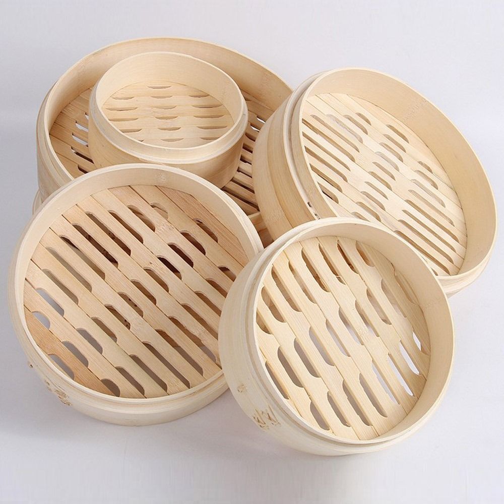 Bao Steamer Bamboo - Bambus-Dampfkorb mit Deckel, Knödel-Dampfkorb, chinesischer Dampfkorb,
